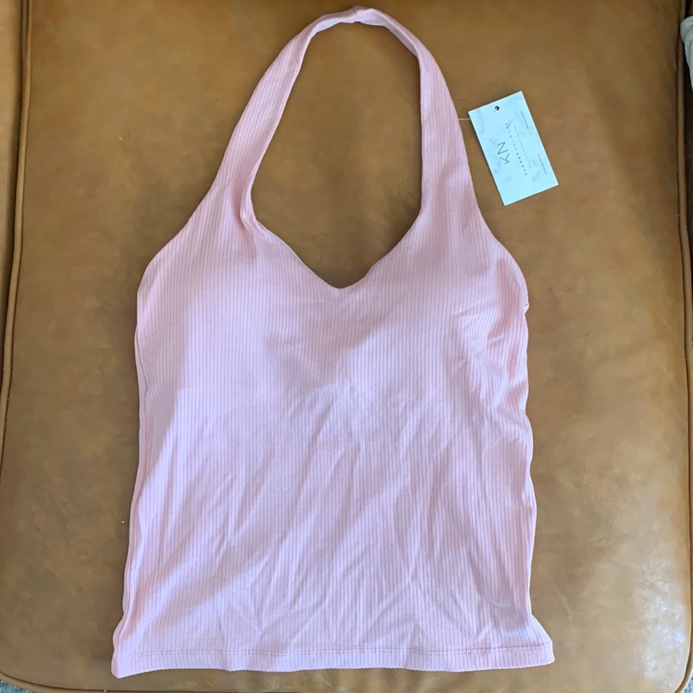 Klassy Network Halter Crop Brami Pink